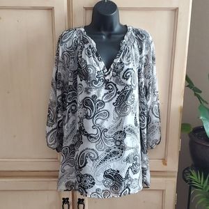 Silver Paisley Print Blouse